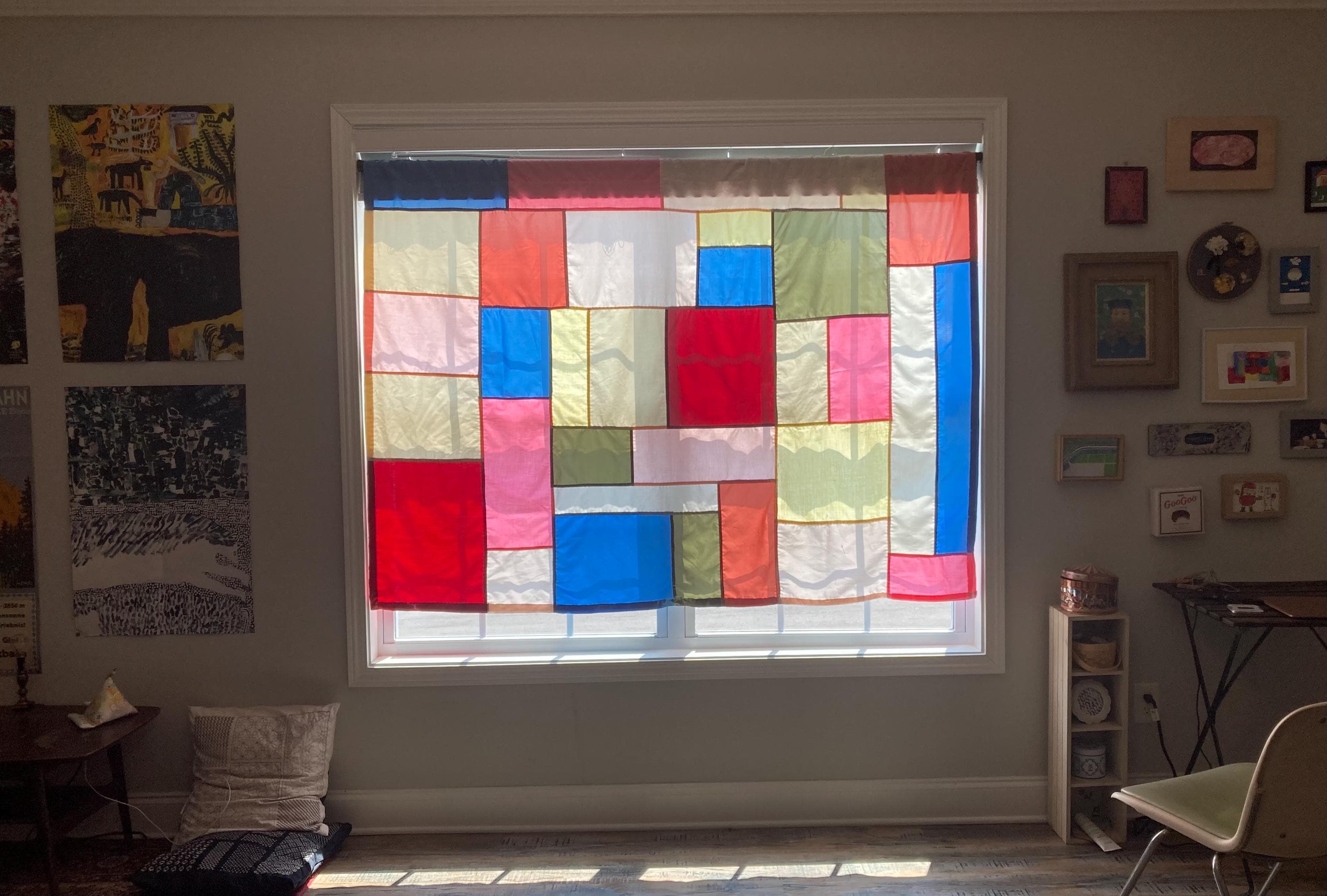 Custom made Pojagi curtain with rod hem pocket any size for you, choose your colors and style, Bojagi curtain, Jogakbo