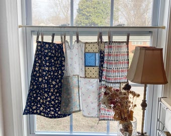 手縫いのポジャギカーテン：韓国のパッチワーク生地アート 32インチ×48