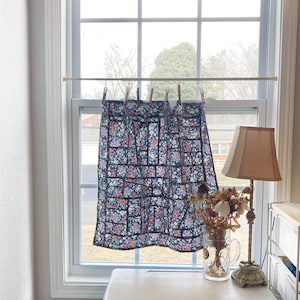 Hand Sewn Pojagi Curtain | Reclaimed Fabric Textile Art, Boho Wall Hanging (29x25)