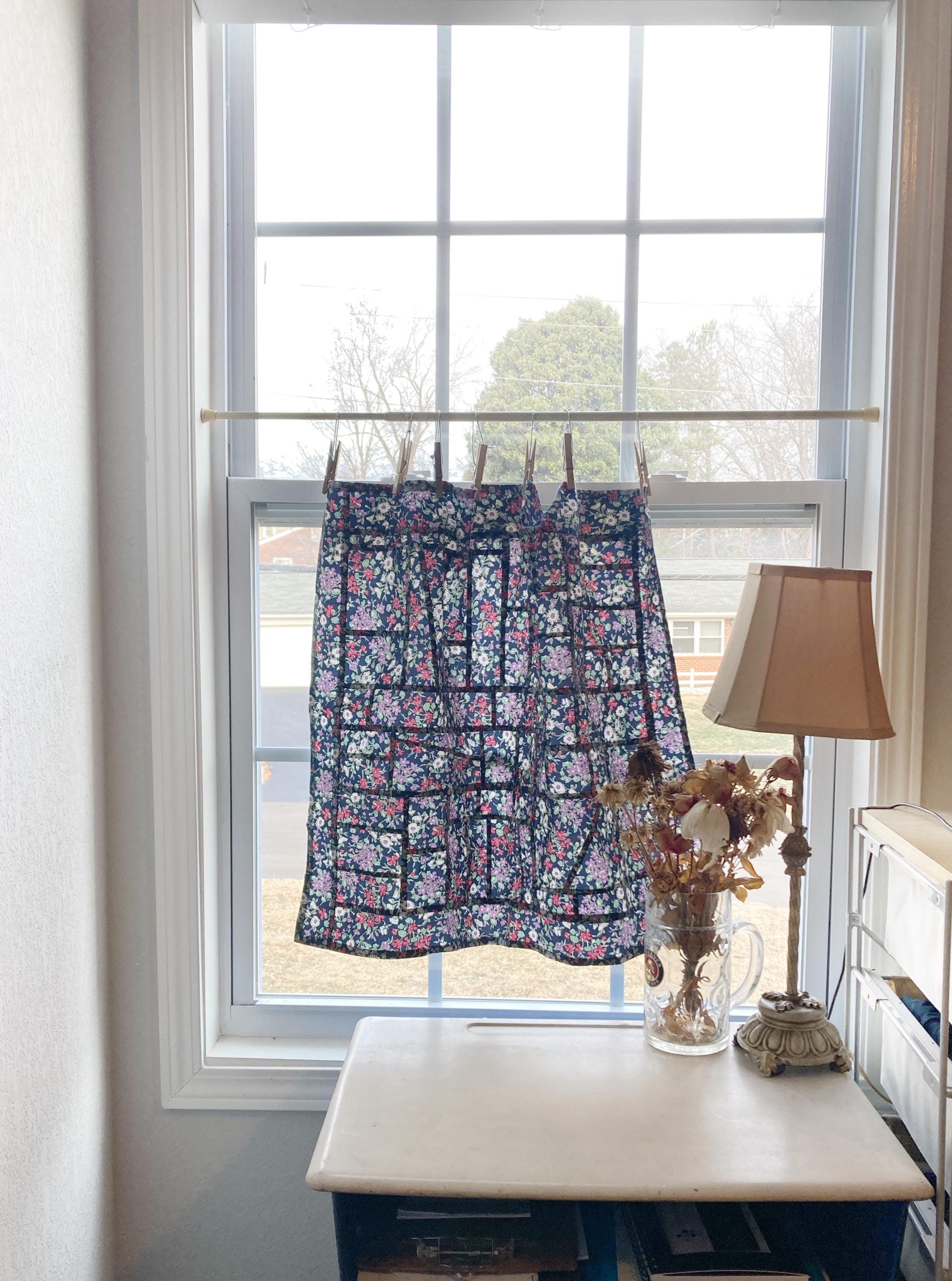 MYTONE POJAGI CURTAIN：Blue Hand Sewn Pojagi Curtain | Reclaimed Fabric Textile Art, Boho Wall