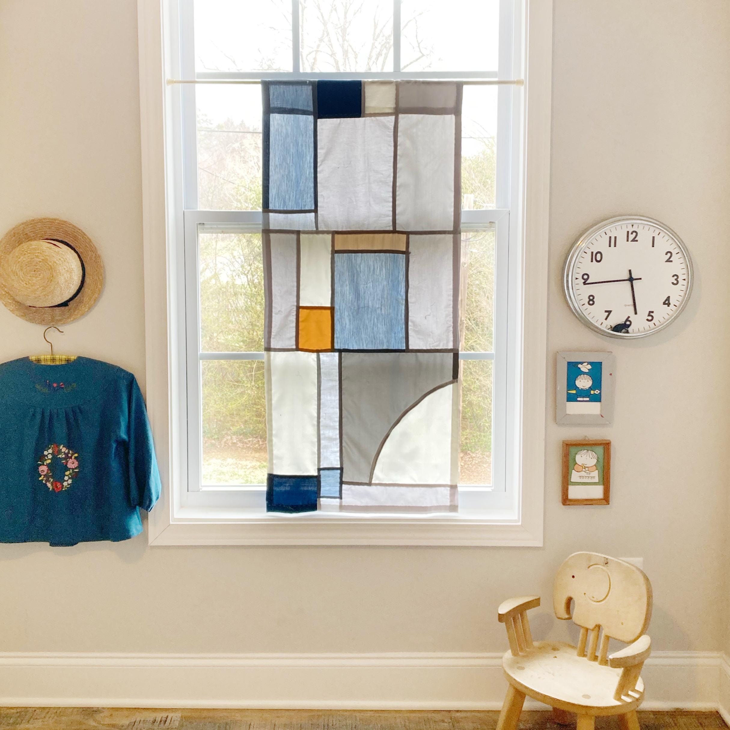 Custom Pojagi Curtain | Handmade Reclaimed Fabric Textile Art