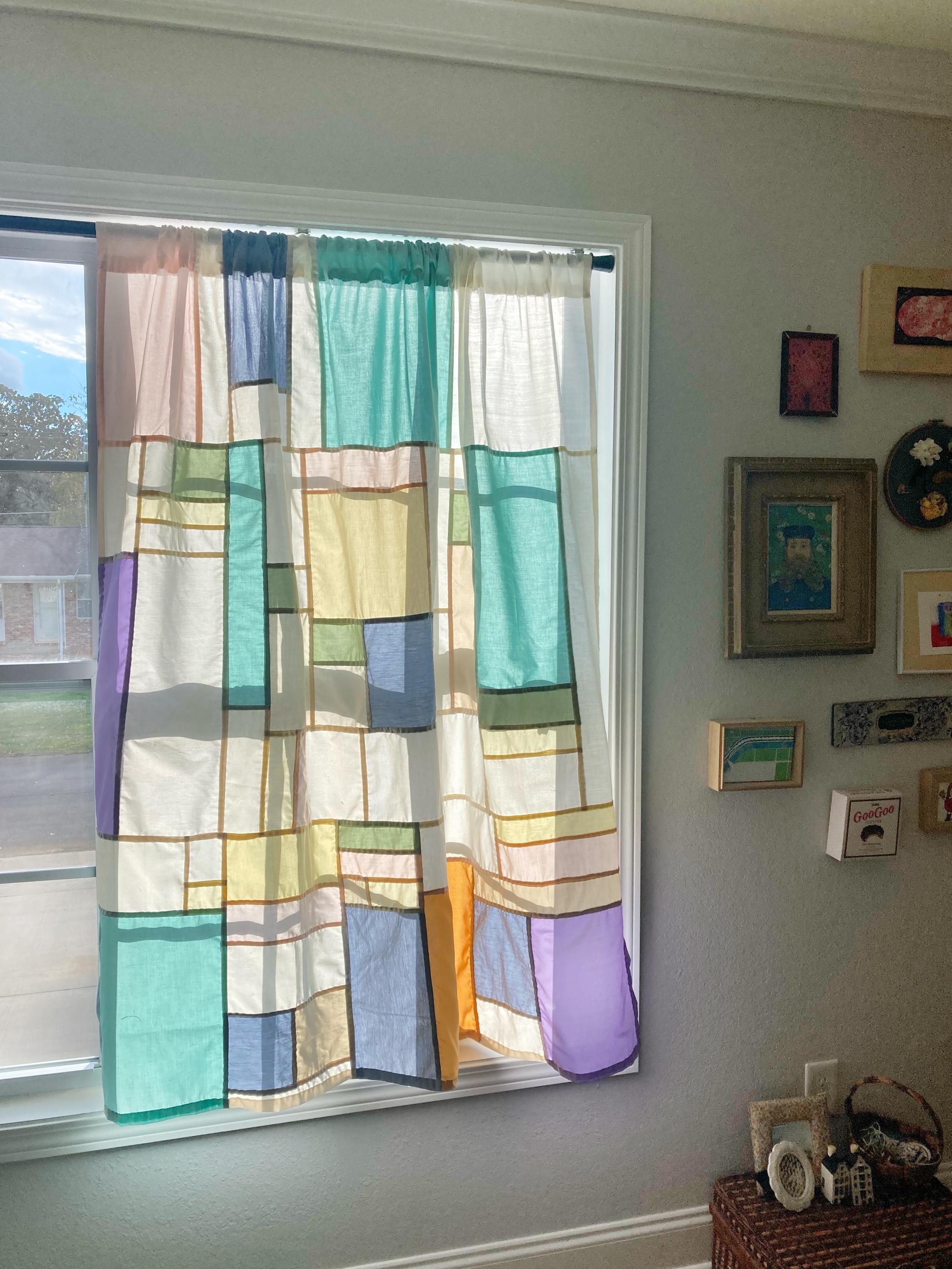 Custom Pojagi Curtain | Handmade Reclaimed Fabric Textile Art