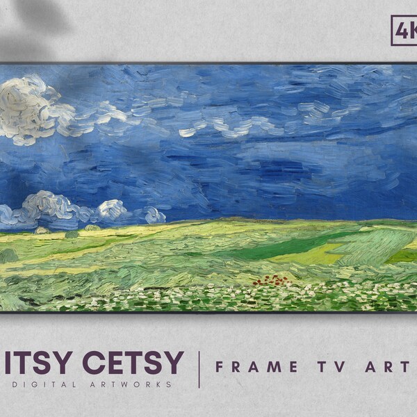 Samsung Frame TV Art. Wheatfield Under Thunderclouds, Vincent van Gogh. 4K, Digital Download.