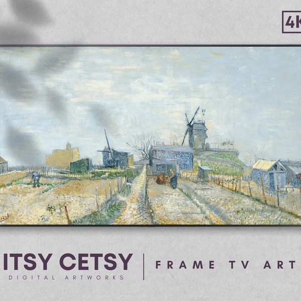 Samsung Frame TV Art. Montmartre Windmills and Allotments, Vincent van Gogh. 4K, Digital Download.