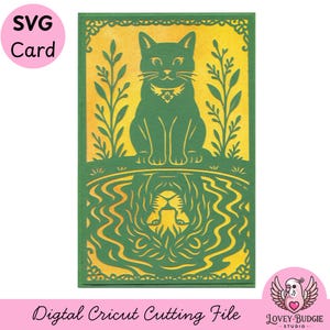 Cartão SVG com Reflexão de Gato e Leão – Design Inspirador de Recorte em Papel para Cricut | Cartão de Aniversário, Parabéns ou Incentivo