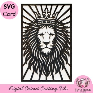 Majestic Crowned Lion Card SVG – Regal Papercut Design for Cricut | Lion King | Birthday or Father’s Day Card for Husband, Dad, or Son