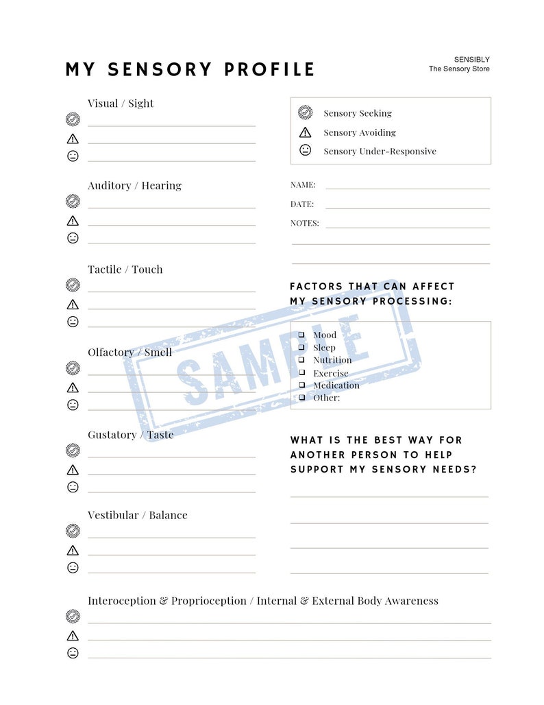 My Sensory Profile Classic Sensory Processing Questionnaire for Parents