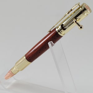 Bloodwood Gold Plated Bolt Action Pen
