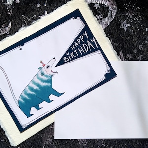 Birthday Party Possum Greeting Card |Mini Art Print