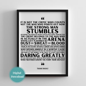 MAN in the ARENA \\ Digital Print Design \\ Inspirational quote \\ Daring Greatly
