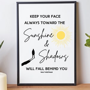 Sunshine and Shadows // Walt Whitman //  Inspirational Quote // Digital Art // Wall Art