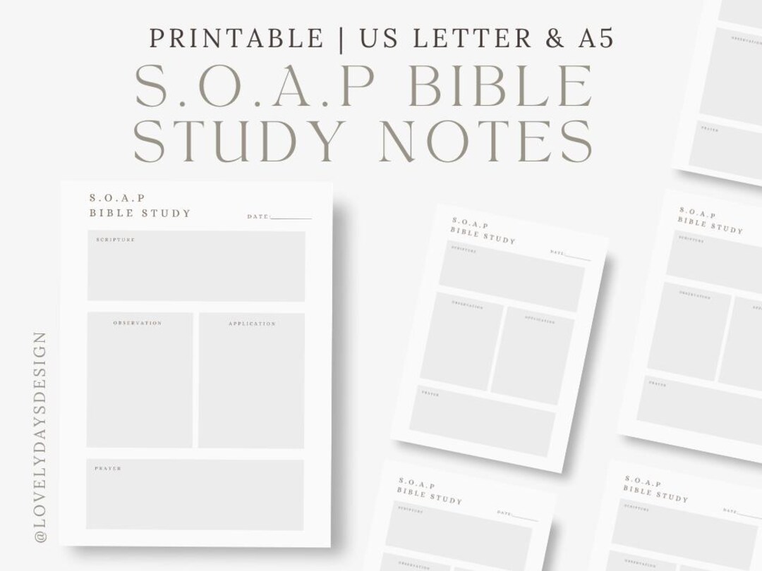 SOAP Bible Study Notes Printable | SOAP Method Worksheet | Bible Study ...