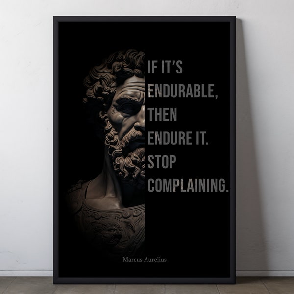 Marcus Aurelius | Inspirational Stoic Quote | Metal Frame Poster | Giftidea for Stoics | Modern Wall Art for Home and Office Decor