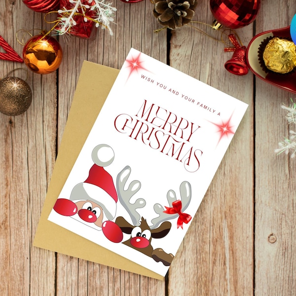 Merry Christmas card- Digital Download- Beautiful Printable-Greeting Card- Christmas Card