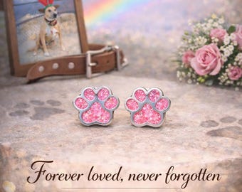 Pet Ashes Jewelry Set • Paw Print Necklace & Earrings Keepsake