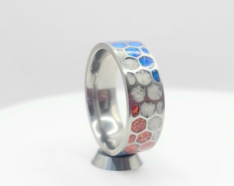 Red, White, & Blue that GLOWS - Titanium - 8mm
