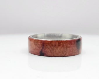 Wood Ring - Purple Heart Cedar on Titanium Core - 6mm or 8mm Width