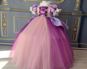 Toddler Rapunzel Costume: Lavender Satin Princess Dress
