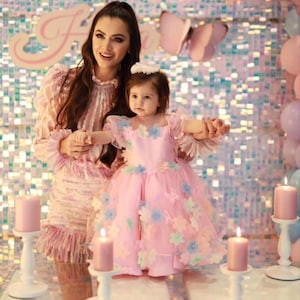 Pink Floral Toddler Dress: Elegant Tulle Flower Girl Costume