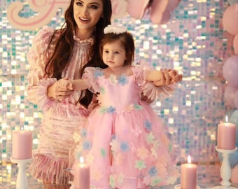 Pink Floral Toddler Dress: Elegant Tulle Flower Girl Costume