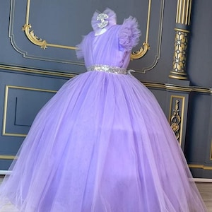 Purple Tulle Girl Dress, Toddler Flower Dress, 2nd Birthday Dress, Tutu  Dress, Baby Girl Dress, Princess Dress, Purple Birthday Outfit 