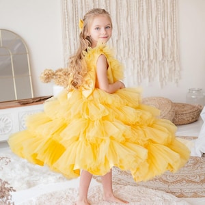 mustard yellow tulle dress Flocked tulle strappy midi dress - Women