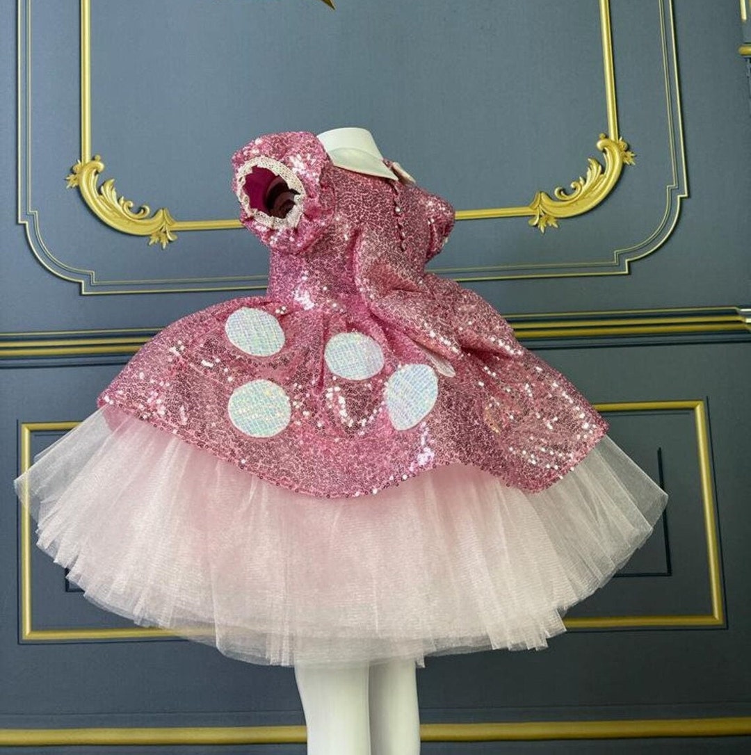 Pink Sequin Minnie Mouse Costume: Toddler Birthday Party Dress - Etsy