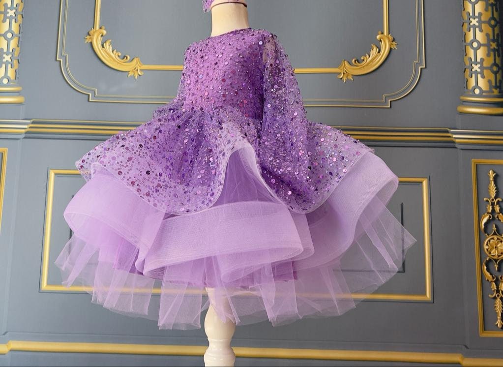 Vintage Lilac Ball Gown Flower Birthday Dress With Sheer Neckline, Tulle  Fabric, Short Sleeves, And Peageant Style ZJ406 2023 Collection From  Chic_cheap, $78.4