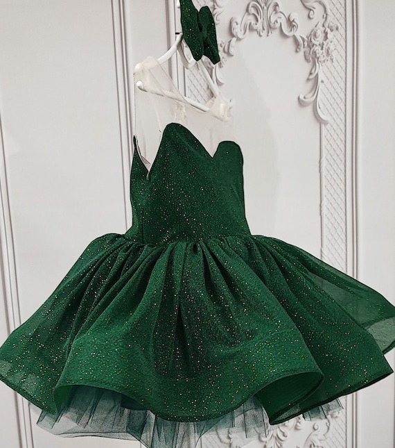 dark green layered dress Beautful Dark Green Tulle Stunning Sequin Bridal Dress, Spaghetti Stra –  Cutedressy