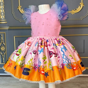 Baby Shark 1st Birthday Dress: Pink Tutu Toddler Costume