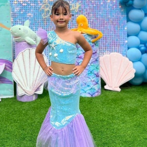 Enchanting Mermaid Costume for Girls - Purple and Blue Ariel Dress for Toddlers - Perfect for Halloween and Birthday Parties- Toddler Dress