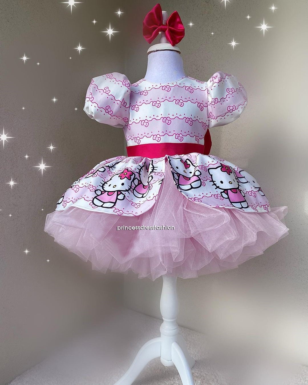 HELLO KITTY Birthday Glitter Pink-Turquoise Ribbon Tutu Personalized 3  Piece. Set-The Couture Baby & Child Boutique