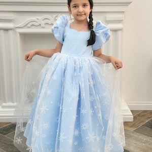 Princess Frozen Dress - Baby Girl Elsa Costume - Frozen Themed Birthday and Halloween Dress - Toddler Elsa Ball Gown - Disney Princess Dress