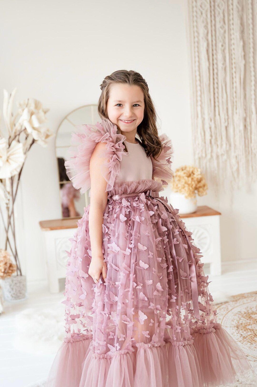 pink tulle butterfly dress Lily Pink Tulle Butterfly Kids 5/6T Rental Only  Joyce's Closet
