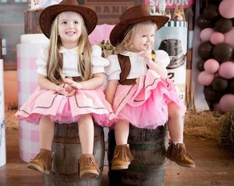 Rustic Charm Cowgirl Pink Tulle Dress for Cowboy -themed Birthday, Pageant and Photoshoot,Perfect Holiday,Toddler Dress - Inspired by Jessie