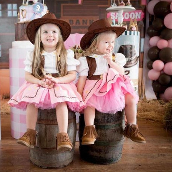 Rustic Charm Cowgirl Pink Tulle Dress for Cowboy -themed Birthday, Pageant and Photoshoot,Perfect Holiday,Toddler Dress - Inspired by Jessie