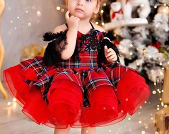 Christmas Tutu Dress: Tartan Plaid Ruffle Dress for Toddler