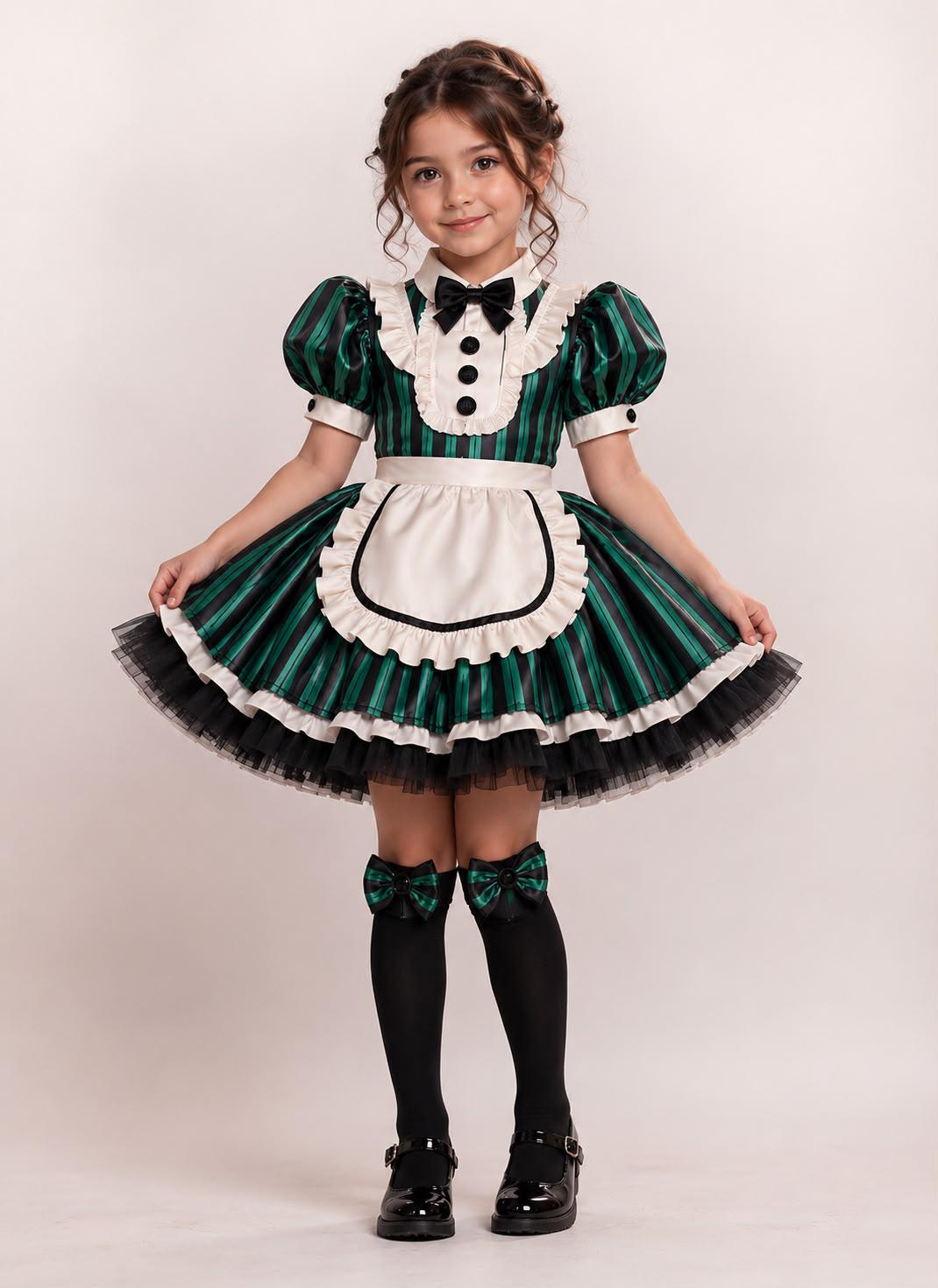 green maid dress Costume and Black bat mitzvah outfit dress