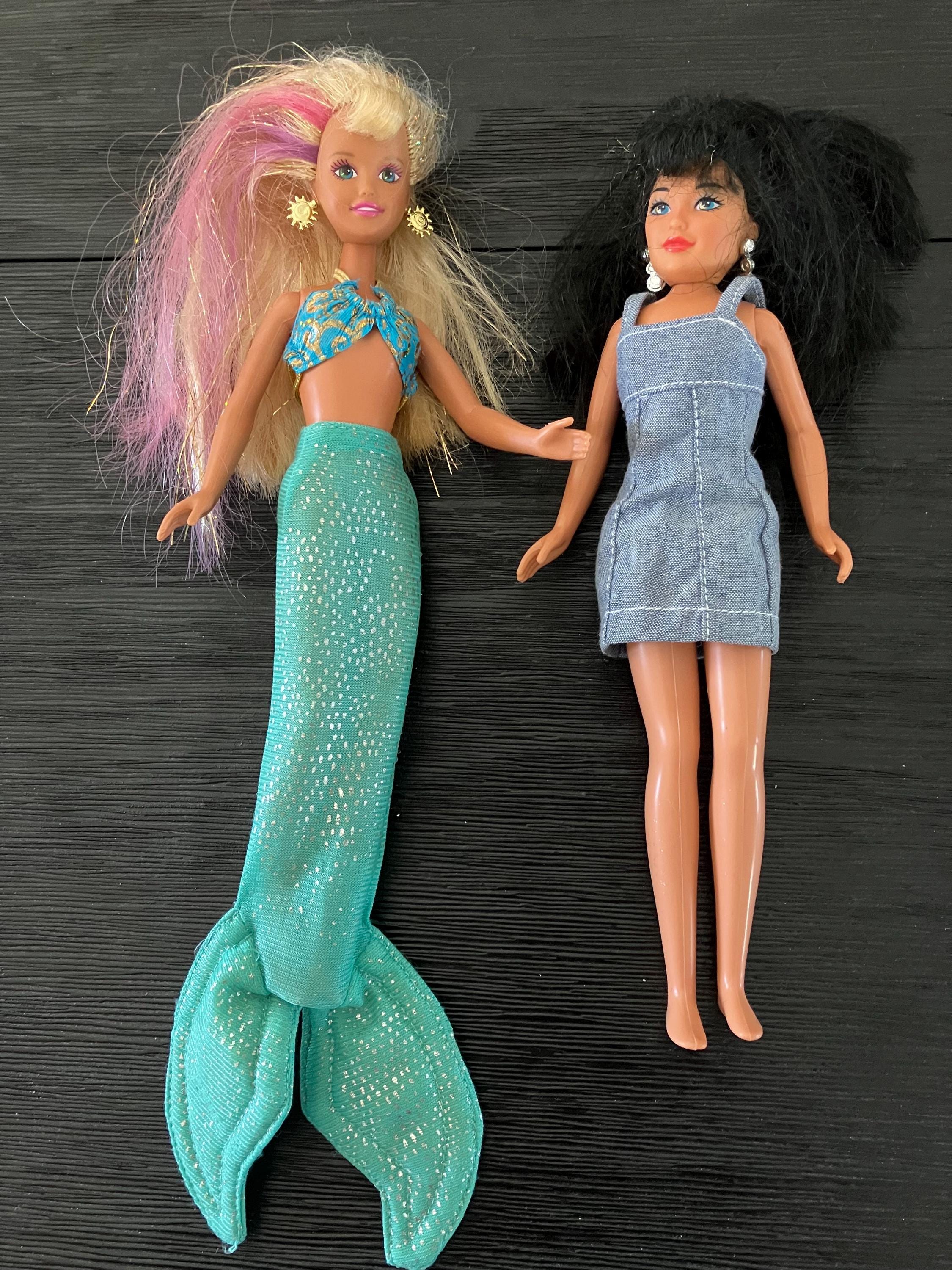 barbie fashionista denim dress Barbie w/ Wavy Blonde Ponytail Wearing Blue Bow Halter Dress main image 0