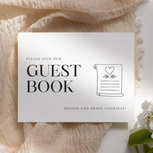 Guest Book Sign Template | Coquette Wedding Guest Book | Printable Guest Book Sign | Handwritten Guest Book Sign | Instant Download | DIY