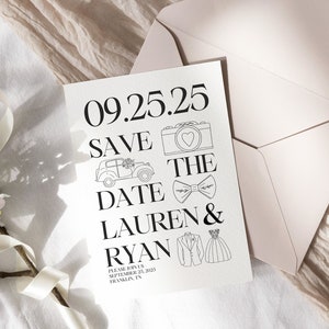 Save the Date Template | Coquette Save the Date Canva | Editable Save the Date | Modern Minimal Invitation | Instant Download | DIY