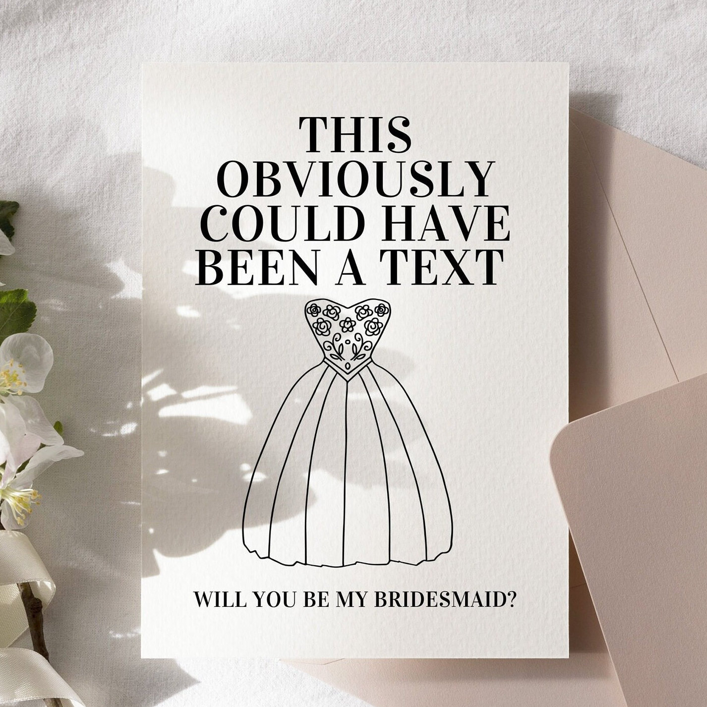 Minimal Bridesmaid Card Template Editable Proposal Card Will You Be My