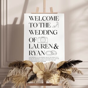 Wedding Welcome Sign | Custom Welcome Sign | Welcome to Our Wedding Sign | Wedding Signage Editable Template | Modern Wedding | DIY Wedding