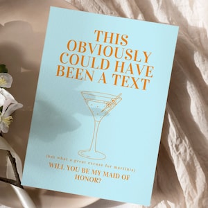 Modern Bridesmaid Card Template | Editable Martini Proposal Card | Will You Be My Maid of Honor Matron of Honor | Bridesmaid Proposal Card