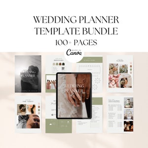 100+ Page Wedding Planner Template Bundle | Editable Wedding Planning Book | | Wedding Checklist Binder | Printable Wedding Planner Canva