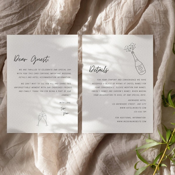 Wedding Details Card Template | Detail Cards Wedding | Modern Wedding Bundle | Printable Canva Template | DIY Wedding | Instant Download