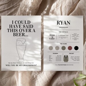 Groomsmen Proposal Template | Groomsmen Box Invitation | Will You Be My Best Man | Groomsmen Proposal Card Template | Wedding Details Card