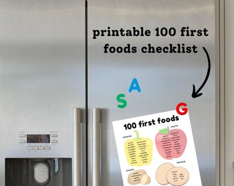 Lista de verificación imprimible de 100 primeros alimentos para alimentar al bebé