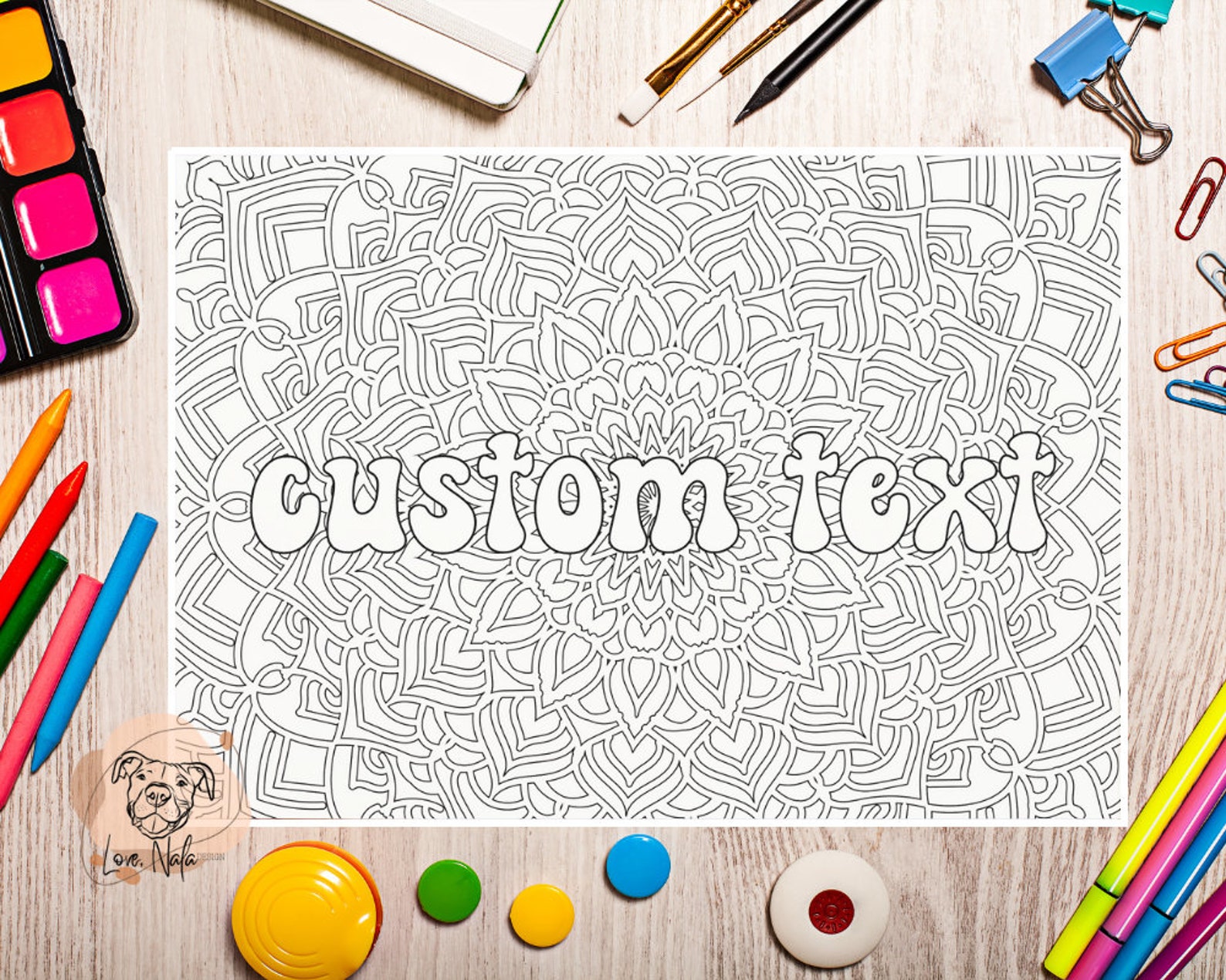 Custom Text Coloring Page Mandala - Il 1588xN.5859968181 F1mt