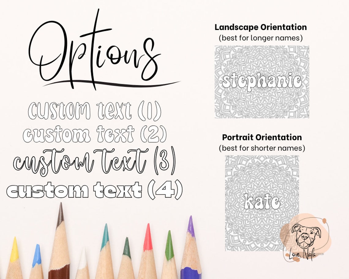 Custom Text Coloring Page Mandala Art Coloring Page Personalized ...